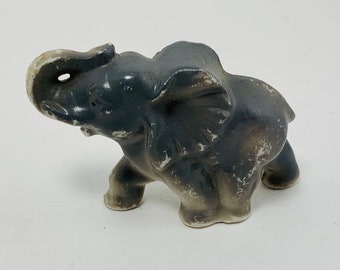 Small Grey Elephant Figurine, collectible vintage animal figure