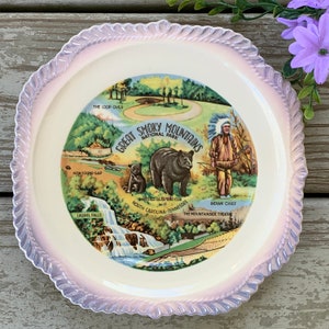 Great Smokey Mountains National Park Souvenir Plate, Vintage Collectible North Carolina Tennessee Souvenir State Plate