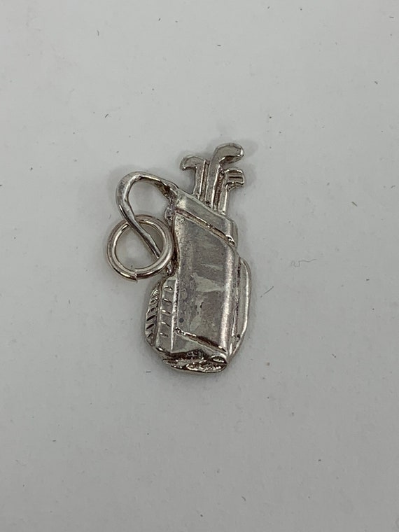 Sterling Silver Golf Charm - Golf Bag with Clubs C