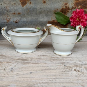 Vintage Fukagawa China Sugar Bowl and Creamer, Handpainted Arita Creamer and Sugar Set
