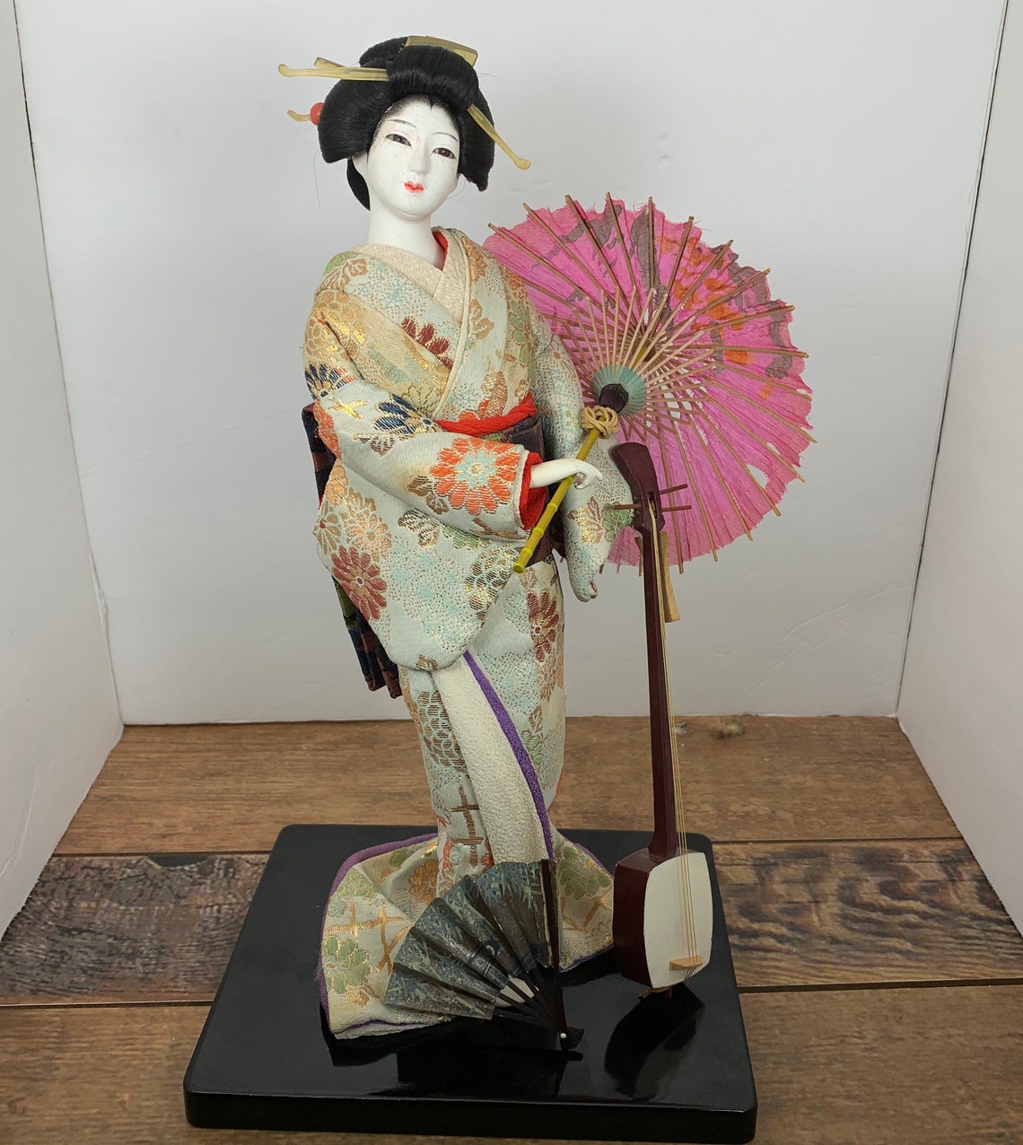 Vintage Japanese Kyoto Geisha Girl Doll With Parasol Fan and Etsy