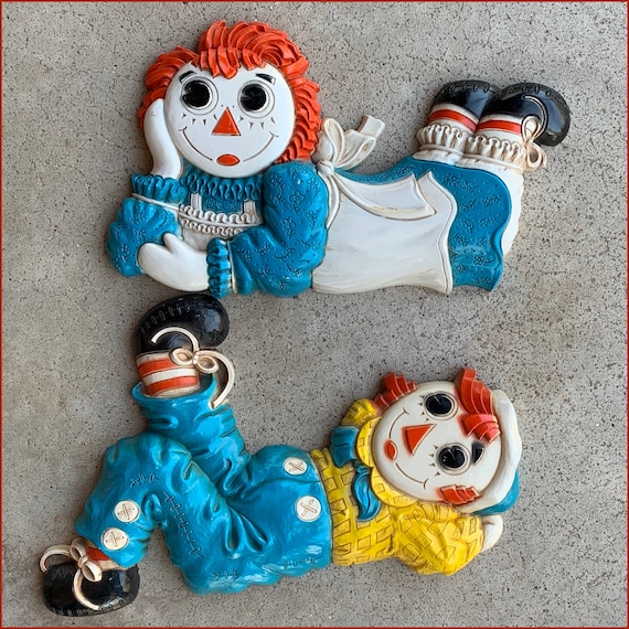 Vintage Raggedy Ann & Andy Wall Plaques 1977 Bobb Merrills