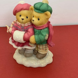 Cherished Teddies Figurine, When I Count My Blessings I Count You Twice, Carlin and Janay,  1999 by Enesco, Teddy Bear Figurine