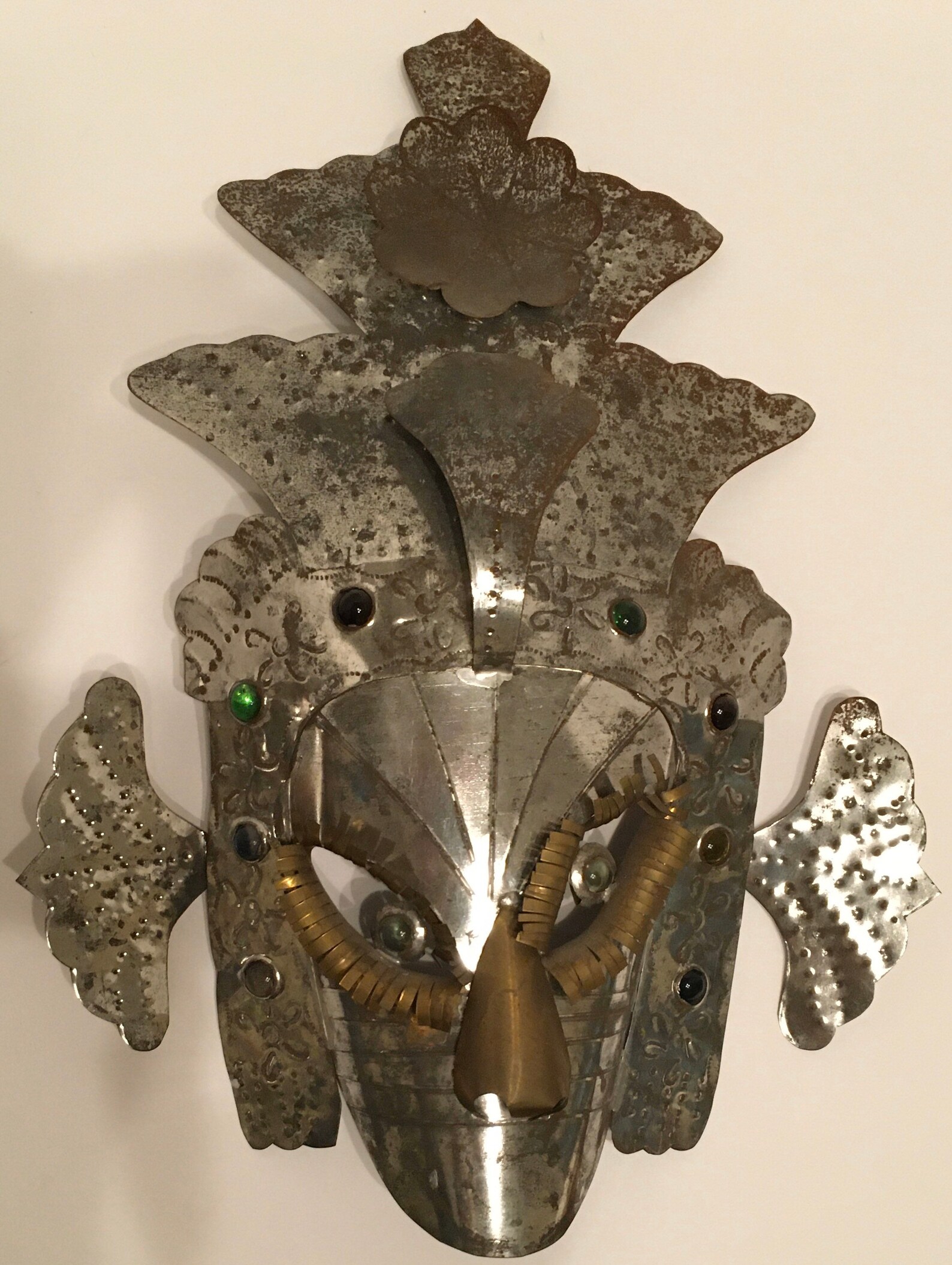 Ceremonial Mask Handcrafted Metal Mexican Mesoamerican Mask Etsy