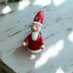 Vintage Wooden Santa Christmas Ornament, Folk Art Santa Decoration