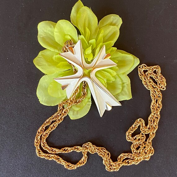Enamel Cross Necklace, White Enamel, by Crown Tri… - image 4
