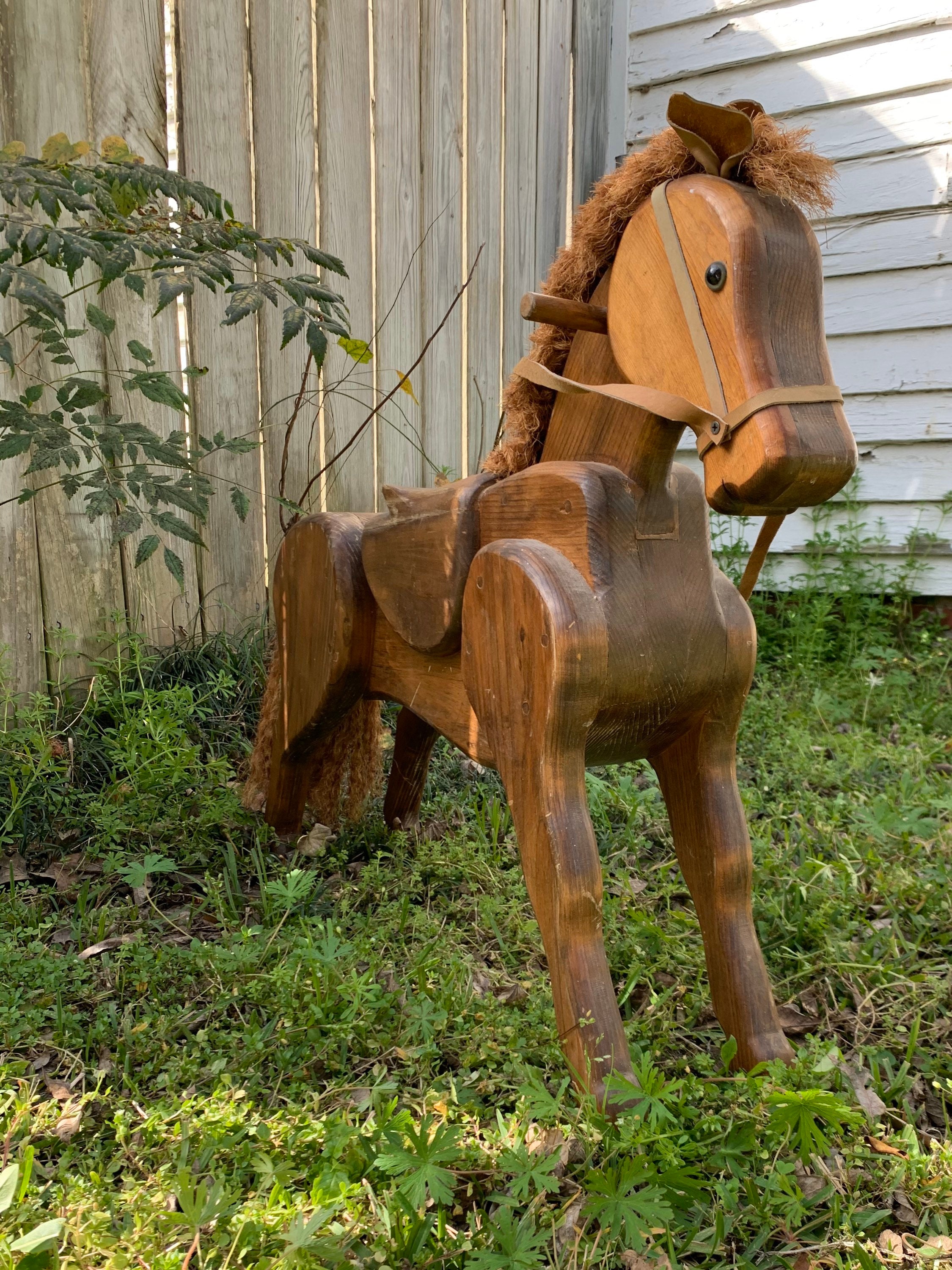 Vintage Wooden Rocking Horse Traditional American Etsy.de