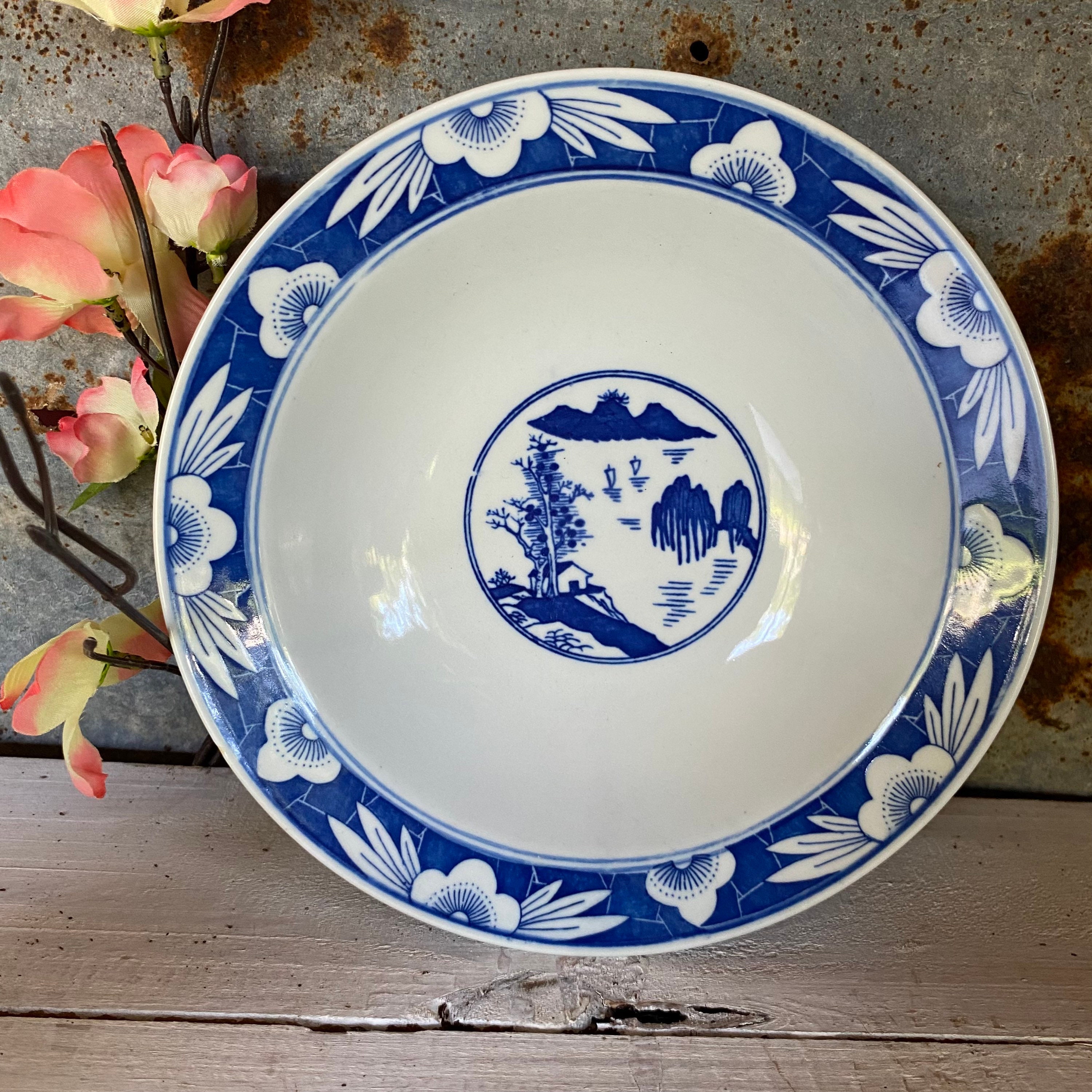 Large Vintage Blue Willow Bowl - Etsy
