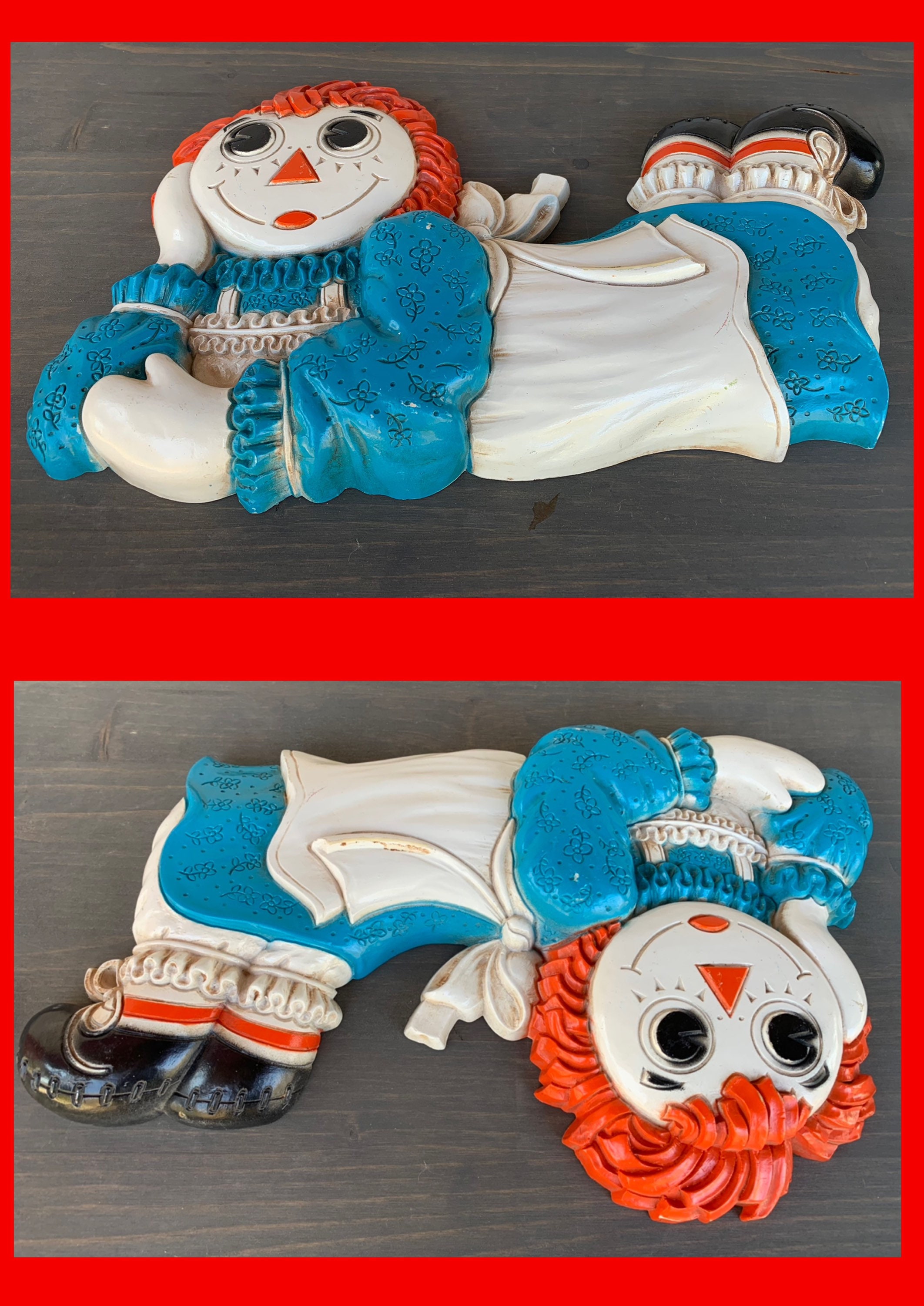 Vintage Raggedy Ann & Andy Wall Plaques 1977 Bobb Merrills 