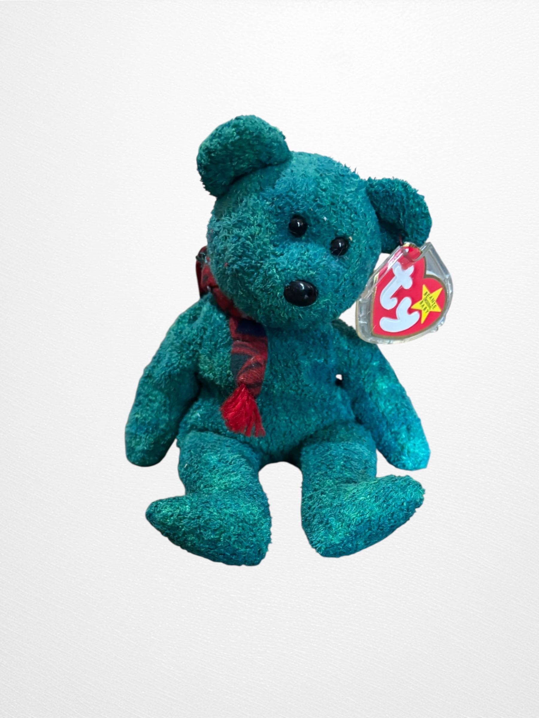 Ty Beanie Baby Wallace Bear 1999 – Green Plush With Plaid Scarf