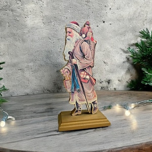 Victorian Santa Christmas Ornament Wood Cutout Figurine, Merrimack