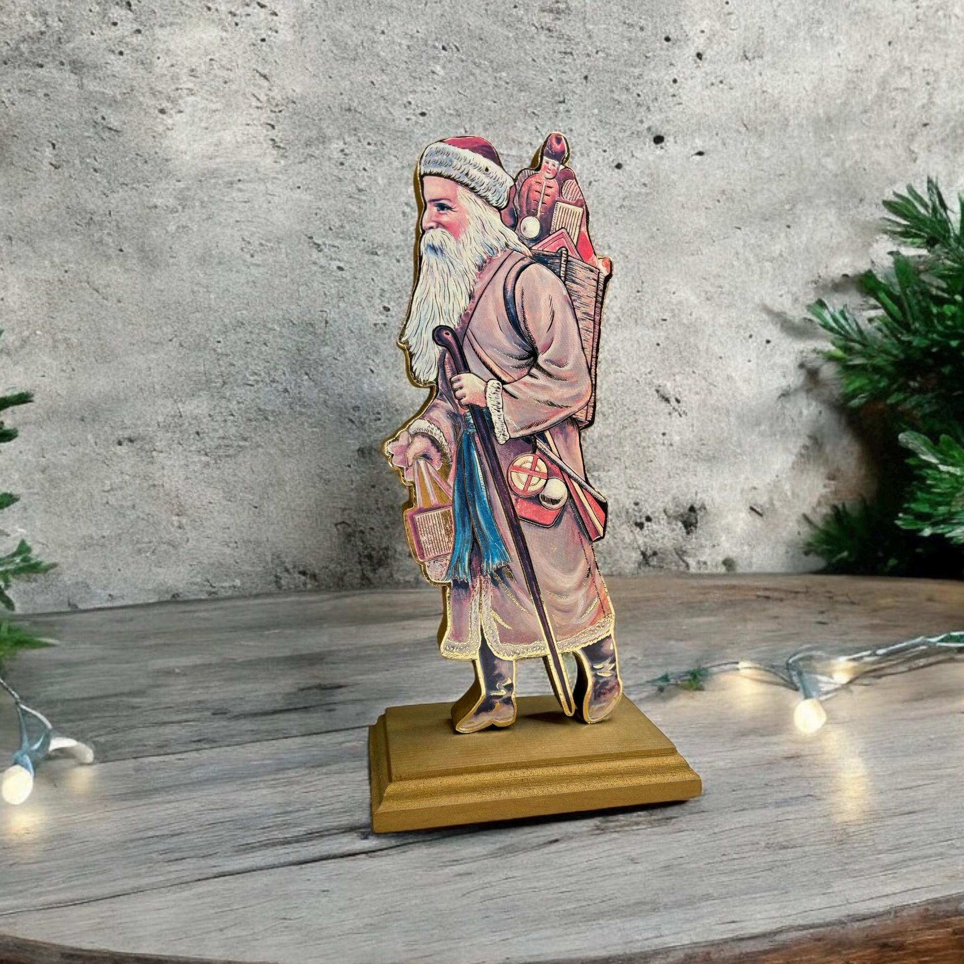 Victorian Santa Christmas Ornament Wood Cutout Figurine, Merrimack
