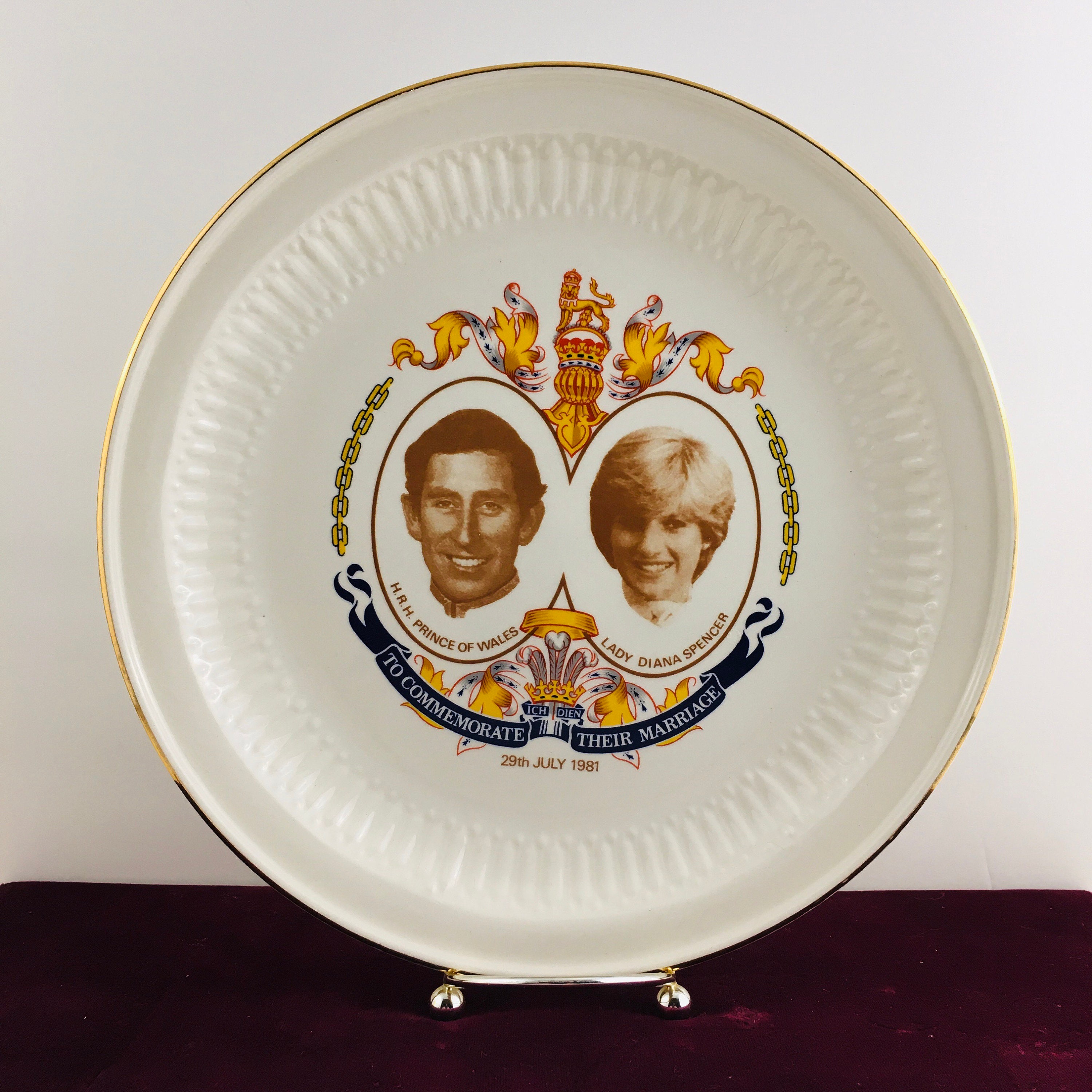 HRH Prince Of Wales Lady Diana Spencer Marriage Plate July Etsy