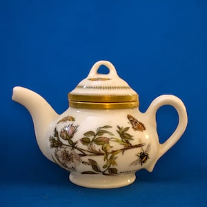 Porcelain Teapot Trinket Box by Portmeirion, Vintage Collectible Trinket Box, Miniature Tea Pot