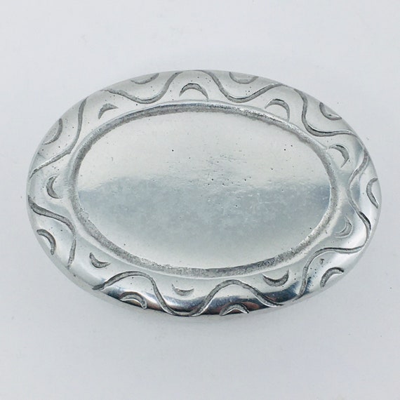 Vintage Oval Silver Color Metal Ring Box Trinket … - image 7