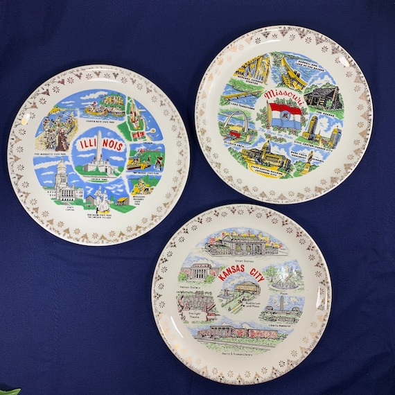 Vintage STATE SOUVENIR PLATES State Plates Plate Wall Decor Etsy