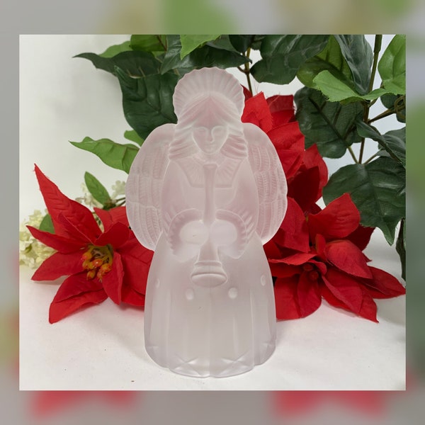 Mikasa Frosted Glass Christmas Angel Taper Candle Holder