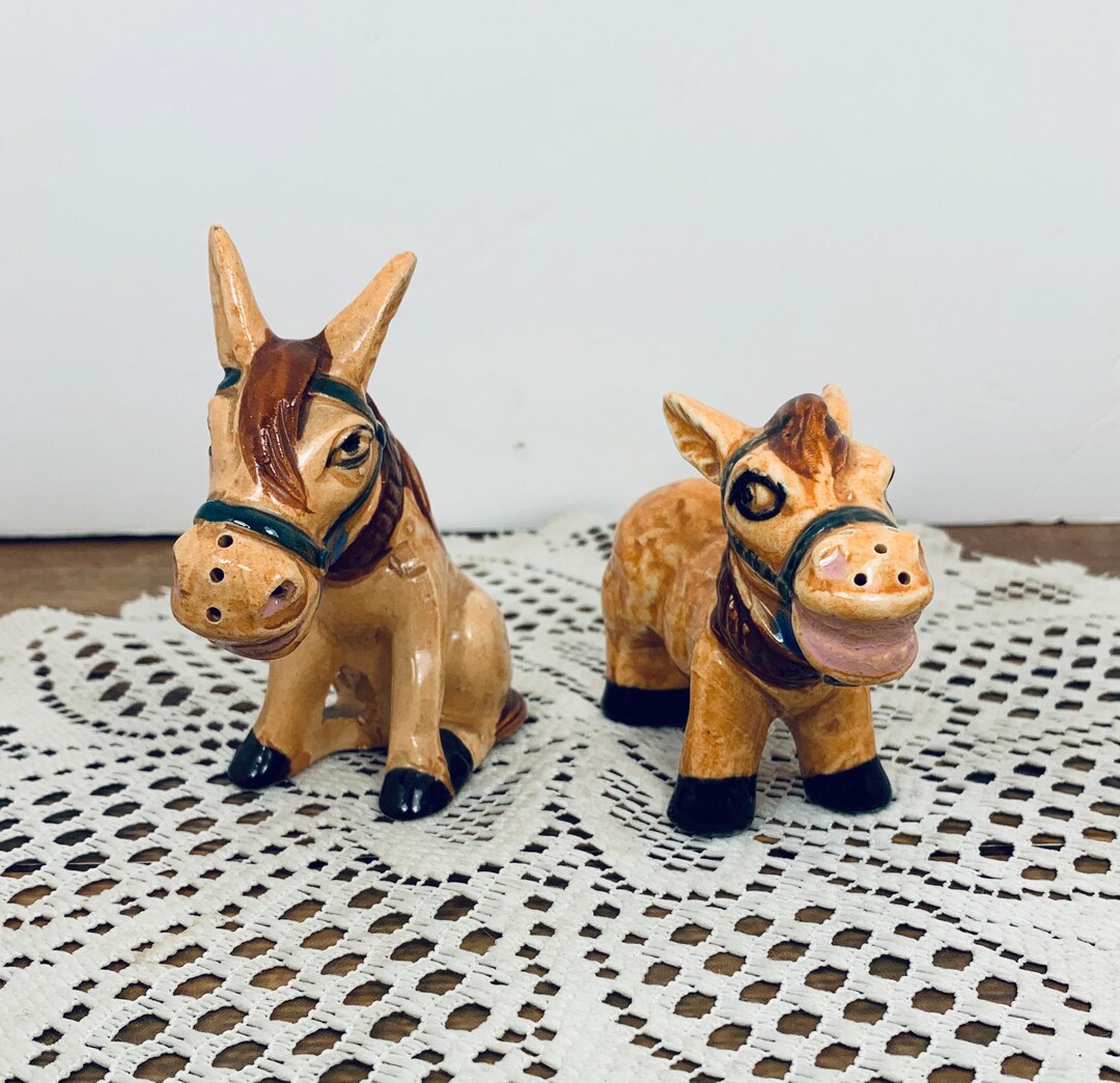Donkey Salt & Pepper Shaker Set Made in Japan Etsy