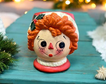 魅力的なヴィンテージヘッド花瓶 壁掛けポケット 7 1/4インチ 大型