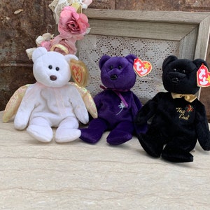 Vintage Ty Beanie Baby, Ty Beanie Babies Bear, Ty Beanie Baby The End Bear, Ty Beanie Baby Halo Bear, Ty Beanie Baby Princess Bear
