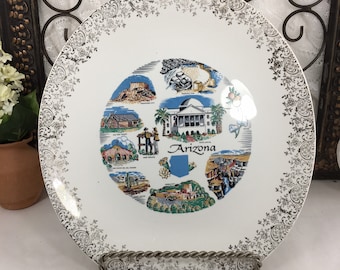 Arizona Souvenir Plates, Grand Canyon Souvenir Plate, Arizona Collectible Decor, Vernon Kilns, Staffordshire, Eastern China, Dinner Plates