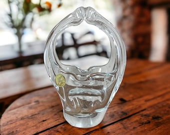 Handgeblazen Clear Art Glass Basket Vase van Action International, Wedding Decor, Asbak