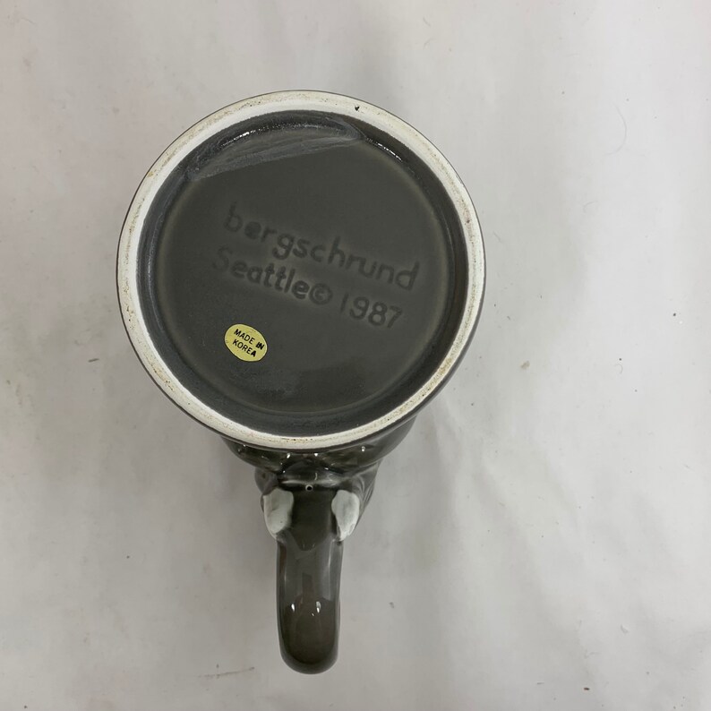 Vintage Gray Elephant Mug Coffee Tea Cup by Bergschrund Seattle, 1987, Vintage image 8