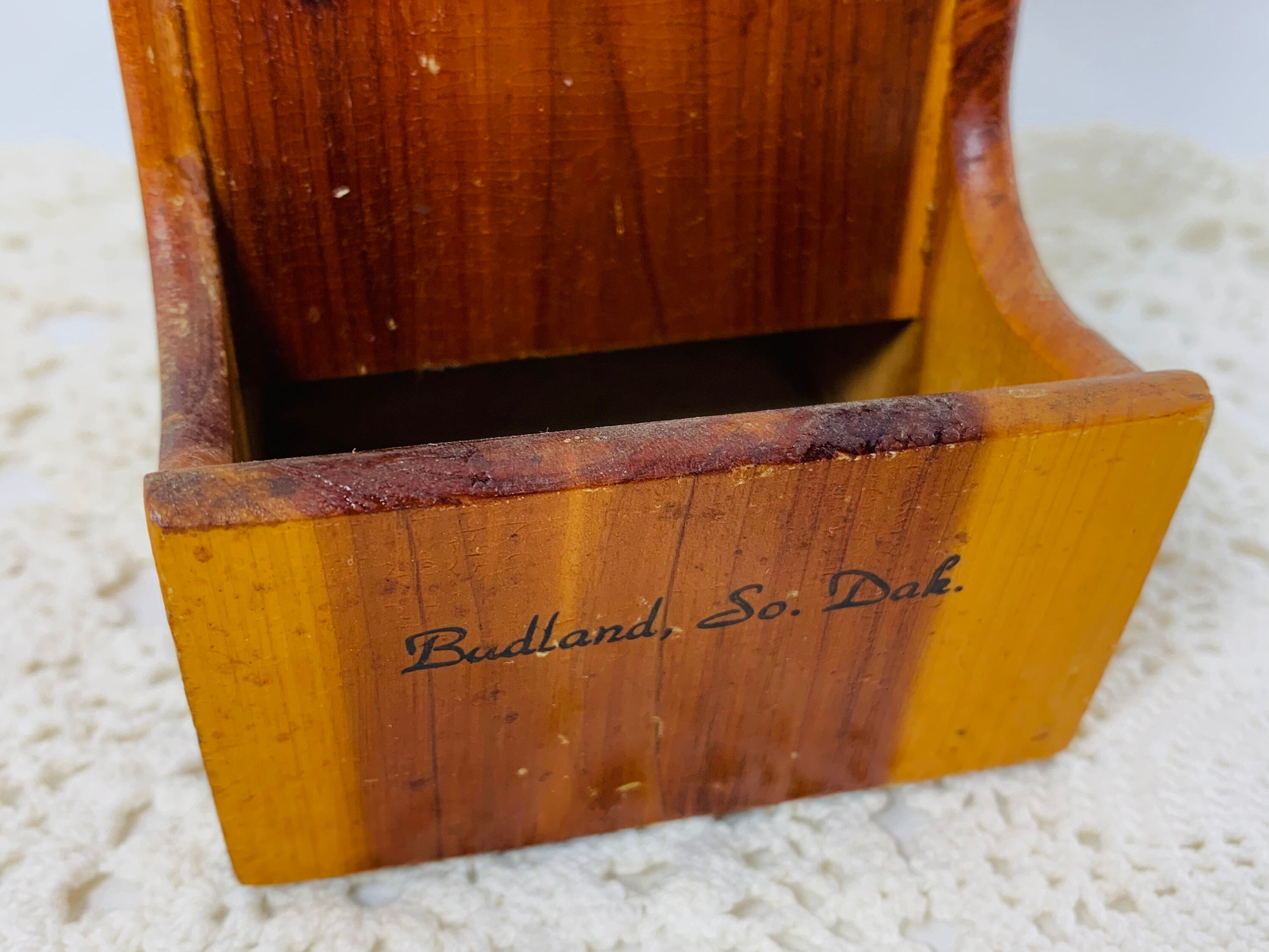 Vintage Matchbox Holder Wooden Match Holder South Dakota Etsy