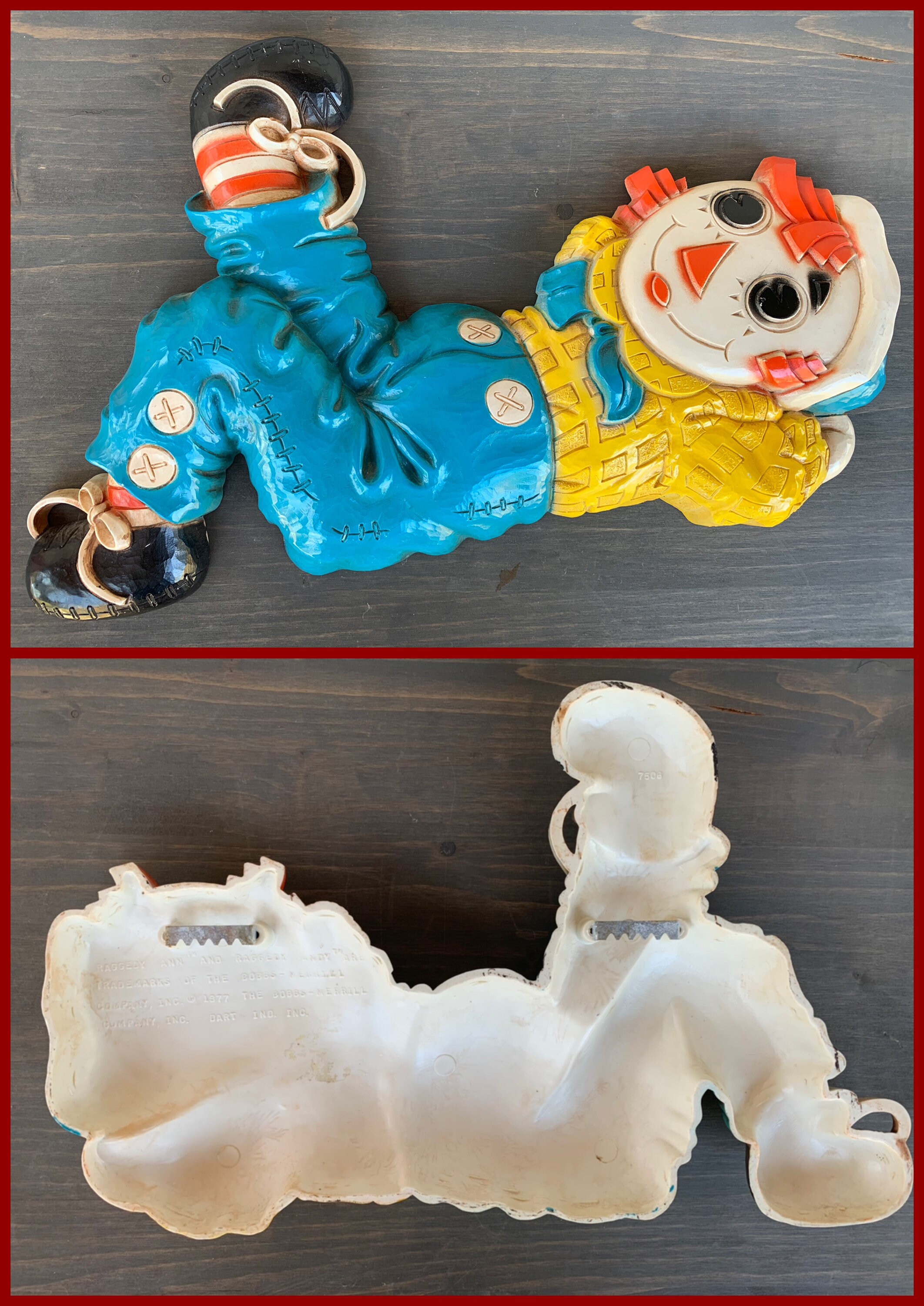 Vintage Raggedy Ann & Andy Wall Plaques 1977 Bobb Merrills 