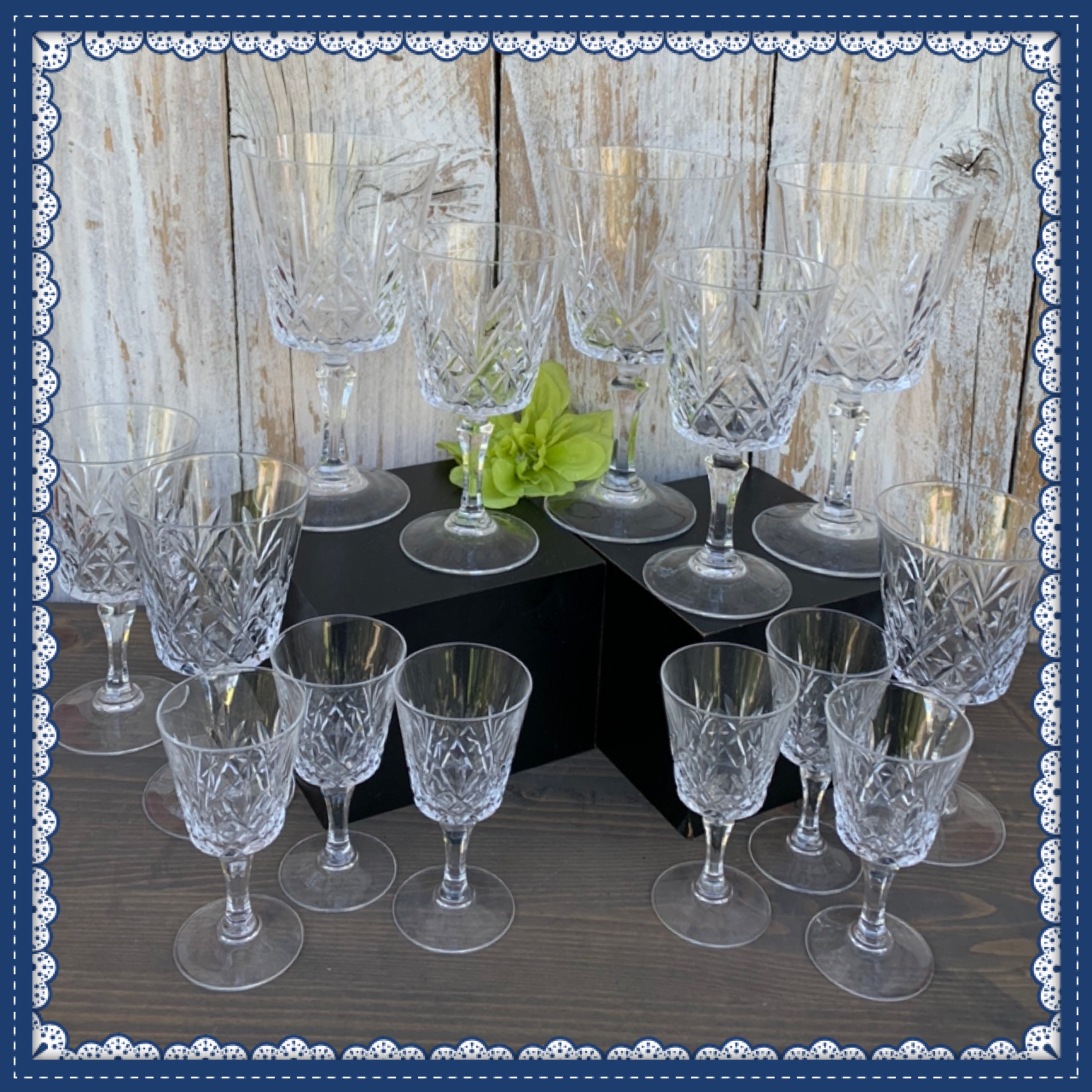 Chantilly by Cambridge Juice/Water/Wine Goblets. Set of Six Crystal  Stemware. Vintage Collectible Glasses.