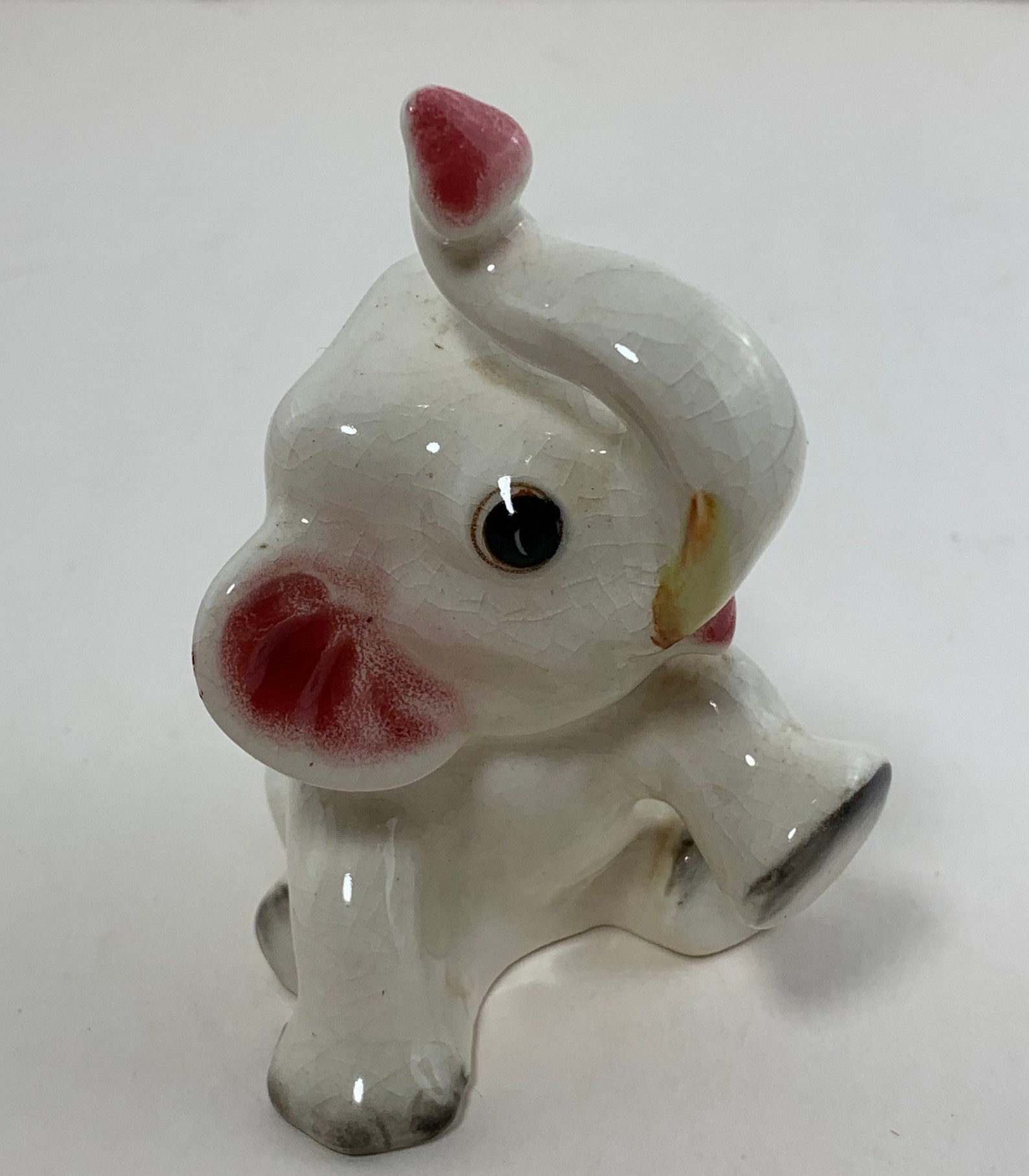 White Elephant Figurine Hand Painted Made in Japan Etsy