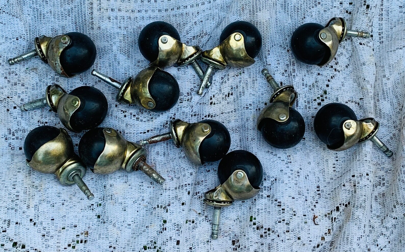 Black 2 Brass Rolling Ball Casters Etsy