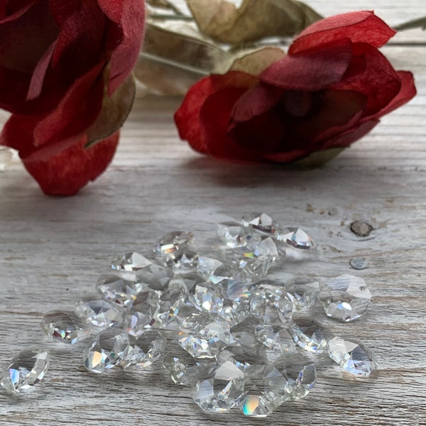 Octagon Chandelier Lead Crystal Beads, 14mm, 2 Hole, Sun catcher, Craft Supply Lighting Replacement Parts, Wedding Decor