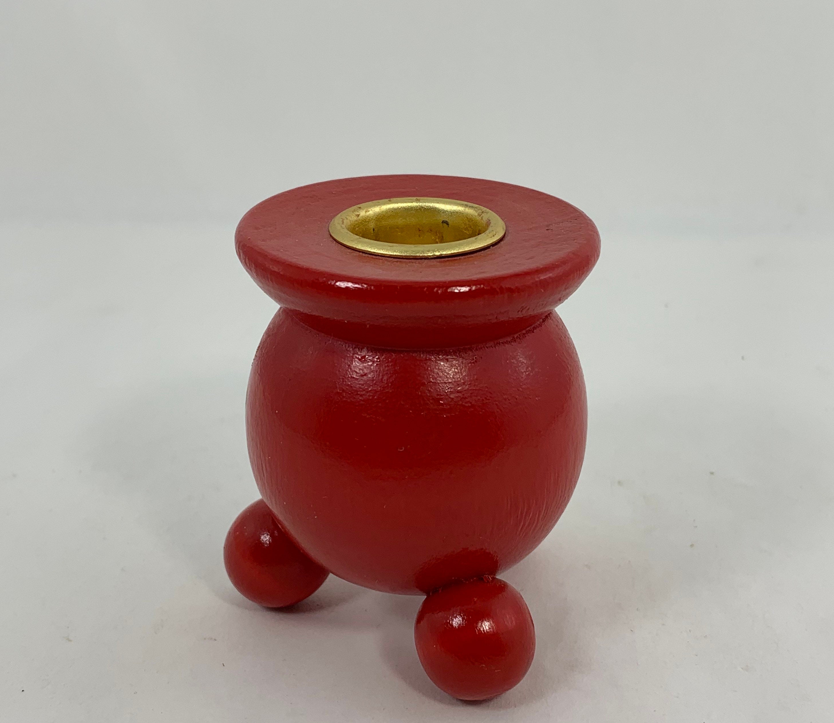 Wooden Swedish Candle Holder Hand Painted Red with White Etsy