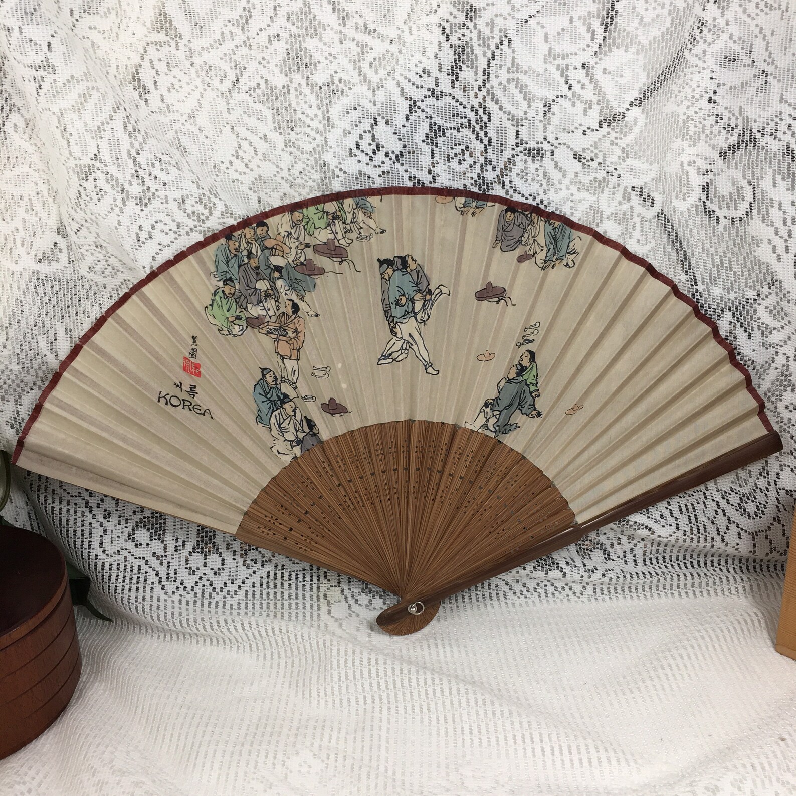 Folding Hand Fans Vintage Oriental Hand Fans Korean Hand Etsy