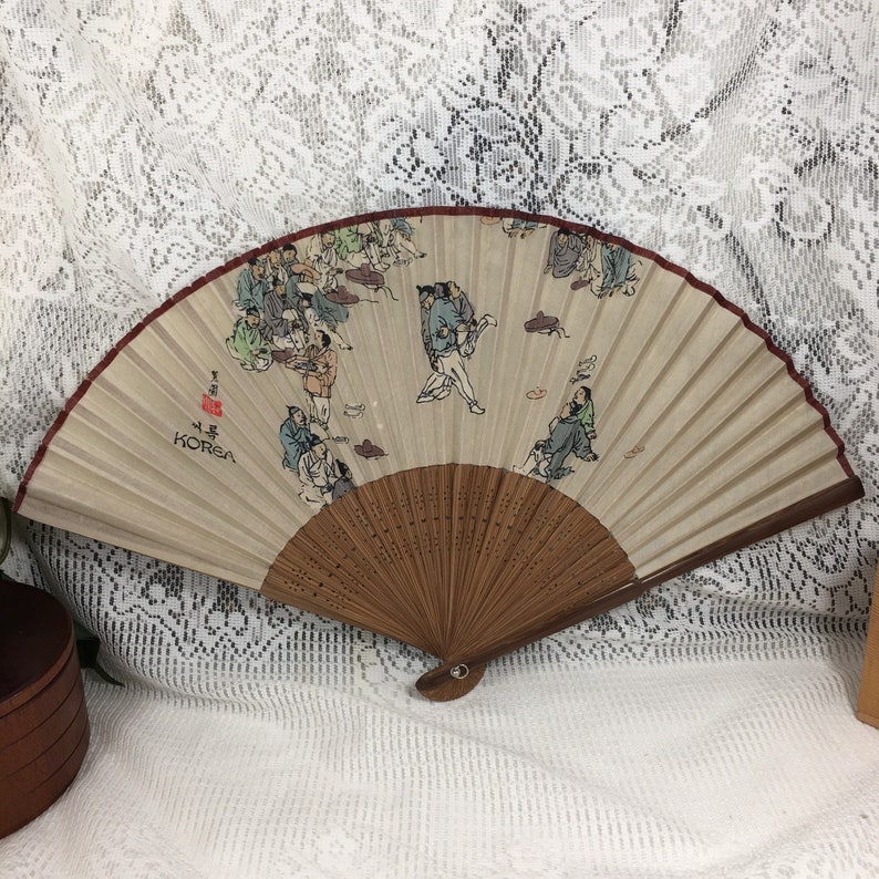 Folding Hand Fans Vintage Oriental Hand Fans Korean Hand Etsy