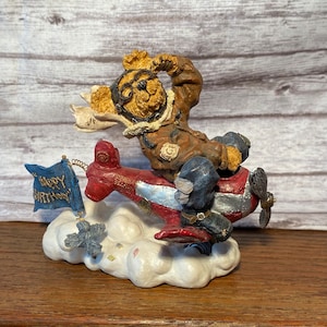 Boyds Bear Bearstone Ace Armstrong Flyin’ High Figurine 227752 Happy Birthday Bear - The Boyds Collection 2000
