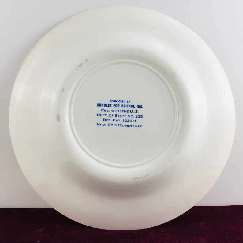 Vintage Bundles For Britain Plate Mfd by STEUBENVILLE Lions Brigade White Plate, Dieu Et Mon Droit image 6