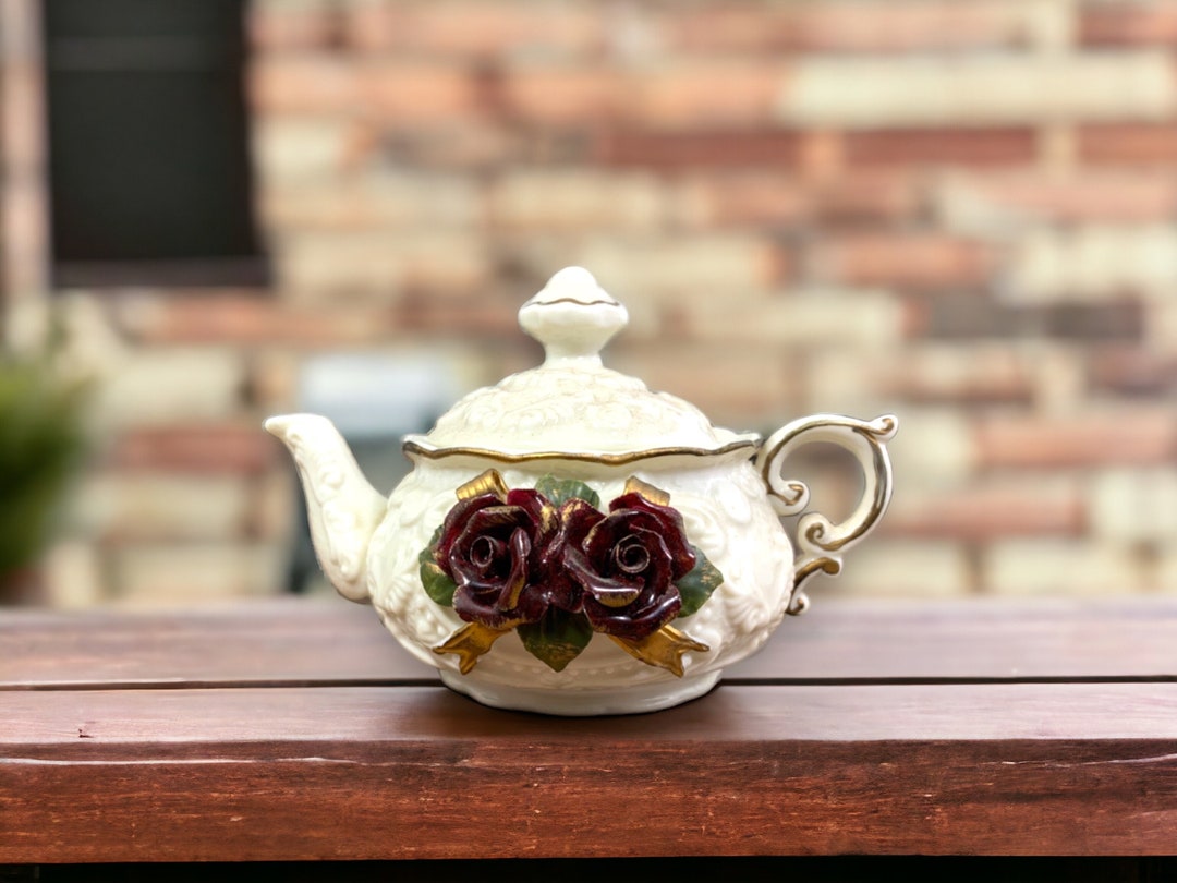 Tiny Tea Pot Miniature Rose Teapot, Tiny Floral Teapot - Etsy