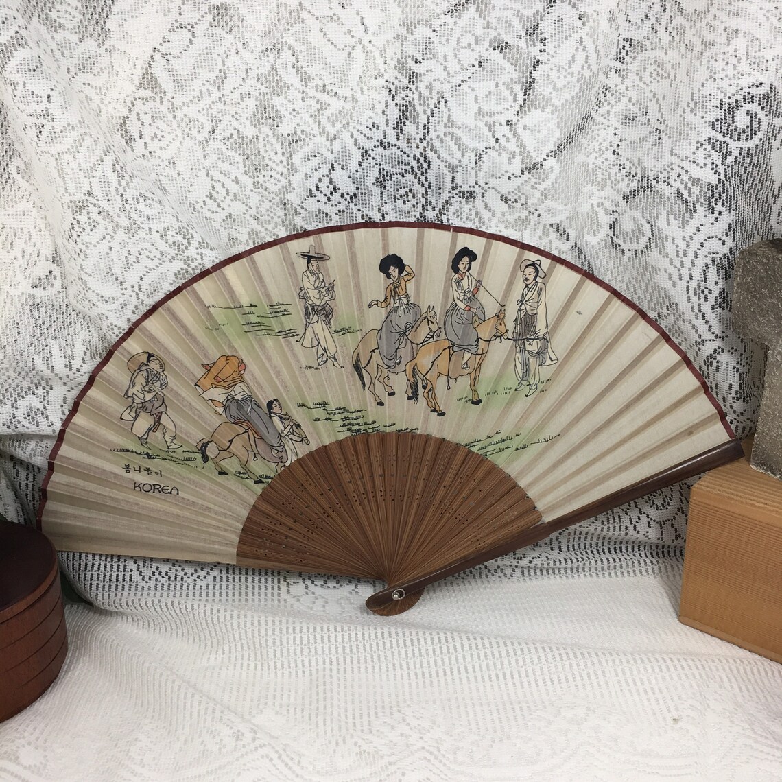 Folding Hand Fans Vintage Oriental Hand Fans Korean Hand Etsy