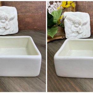 Vintage Embossed Angel Trinket Box, Art Pottery Angel Jewelry Box ...