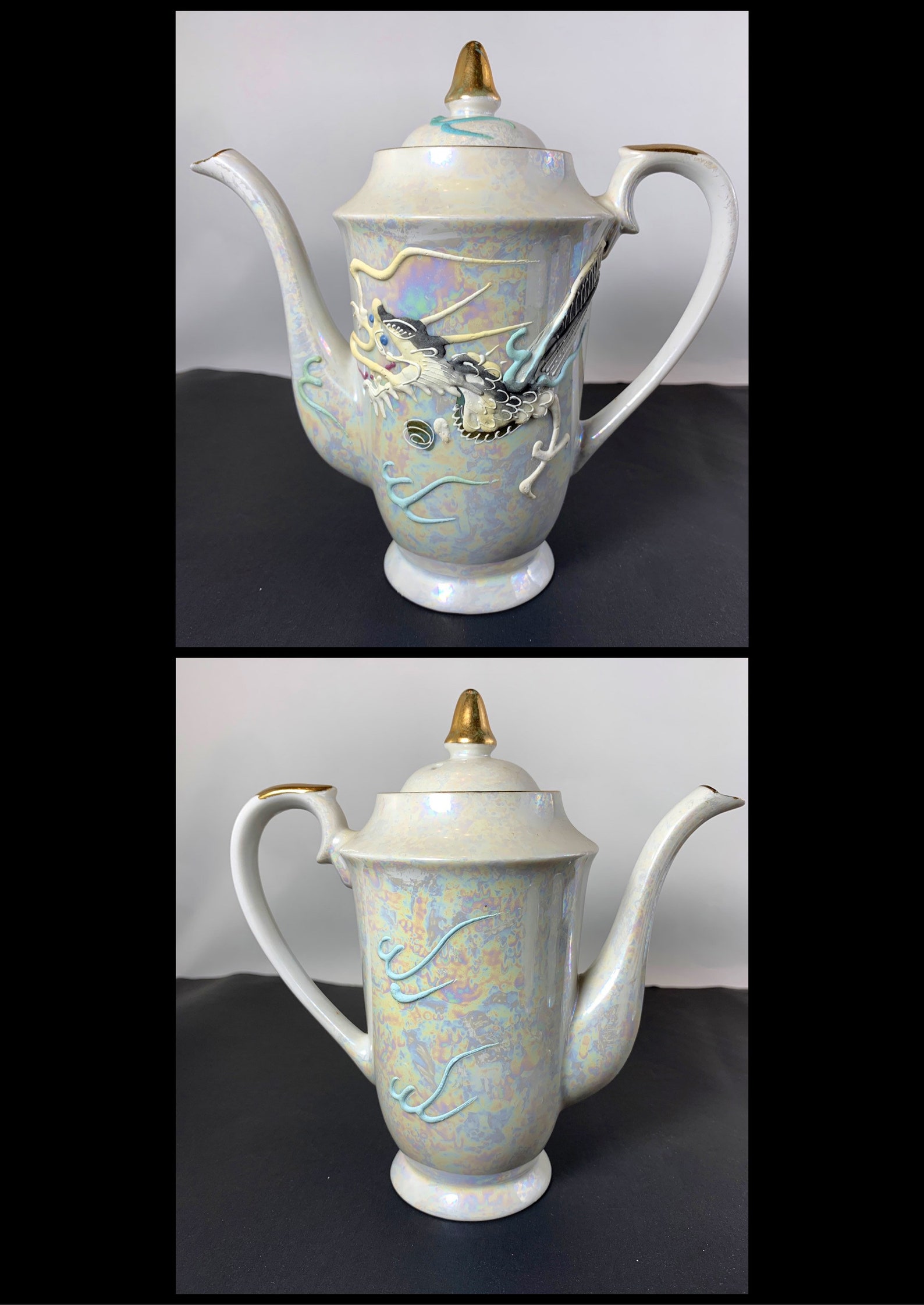Moriage Dragonware Tea Set Translucent Pearl Gold Trim Dragons Etsy