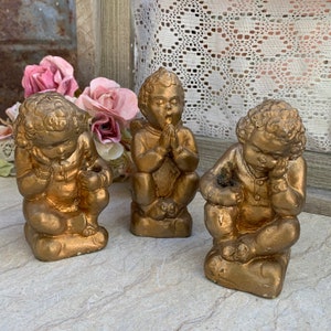 Vintage Gold Cherub Figures, Angel Figurines