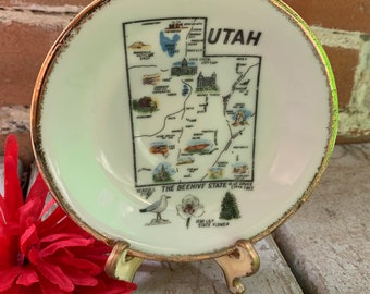 Vintage Utah State Souvenir Plate, miniature plates