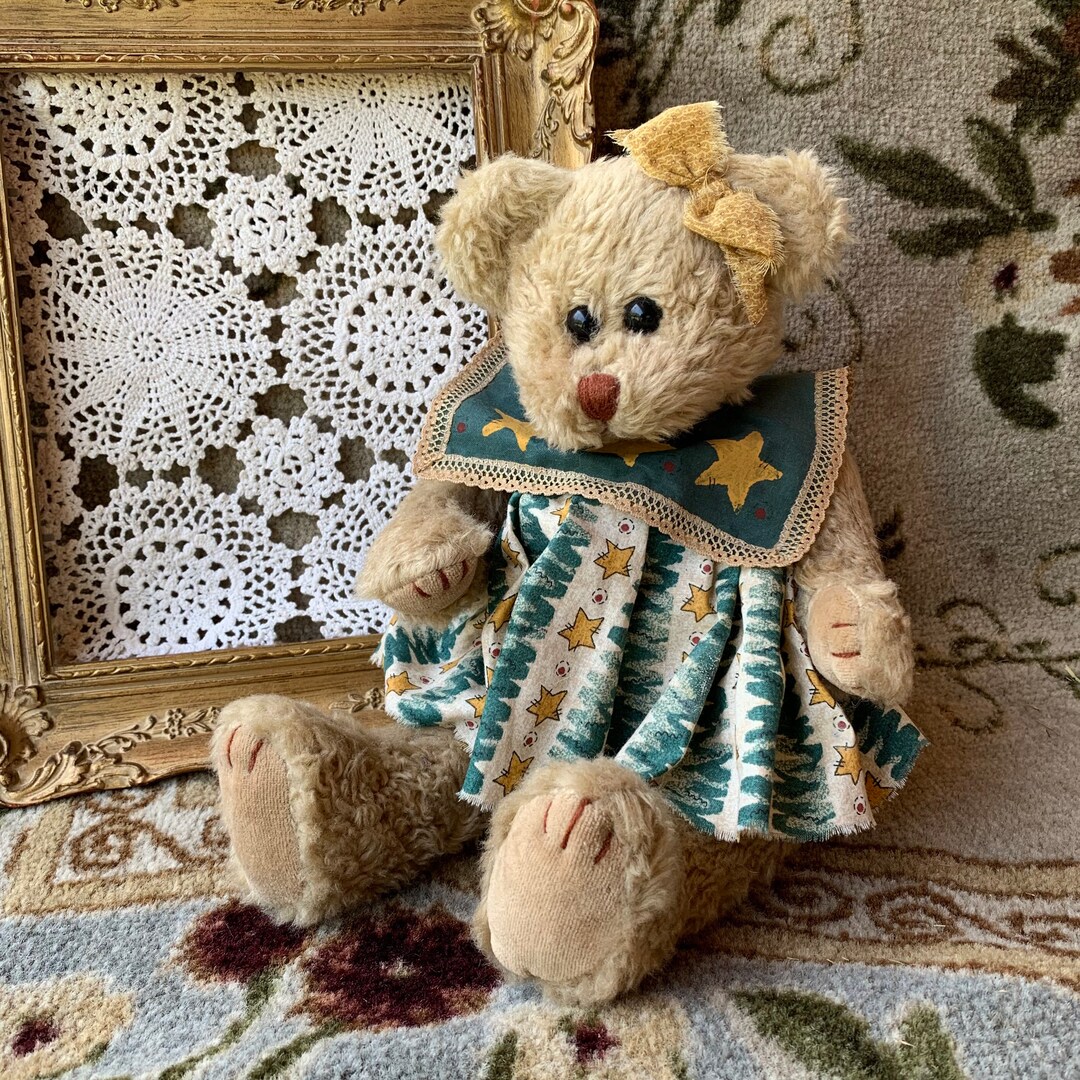 Vintage Brown Teddy Bear With Jointed Limbs and Plush Stuffed - Etsy