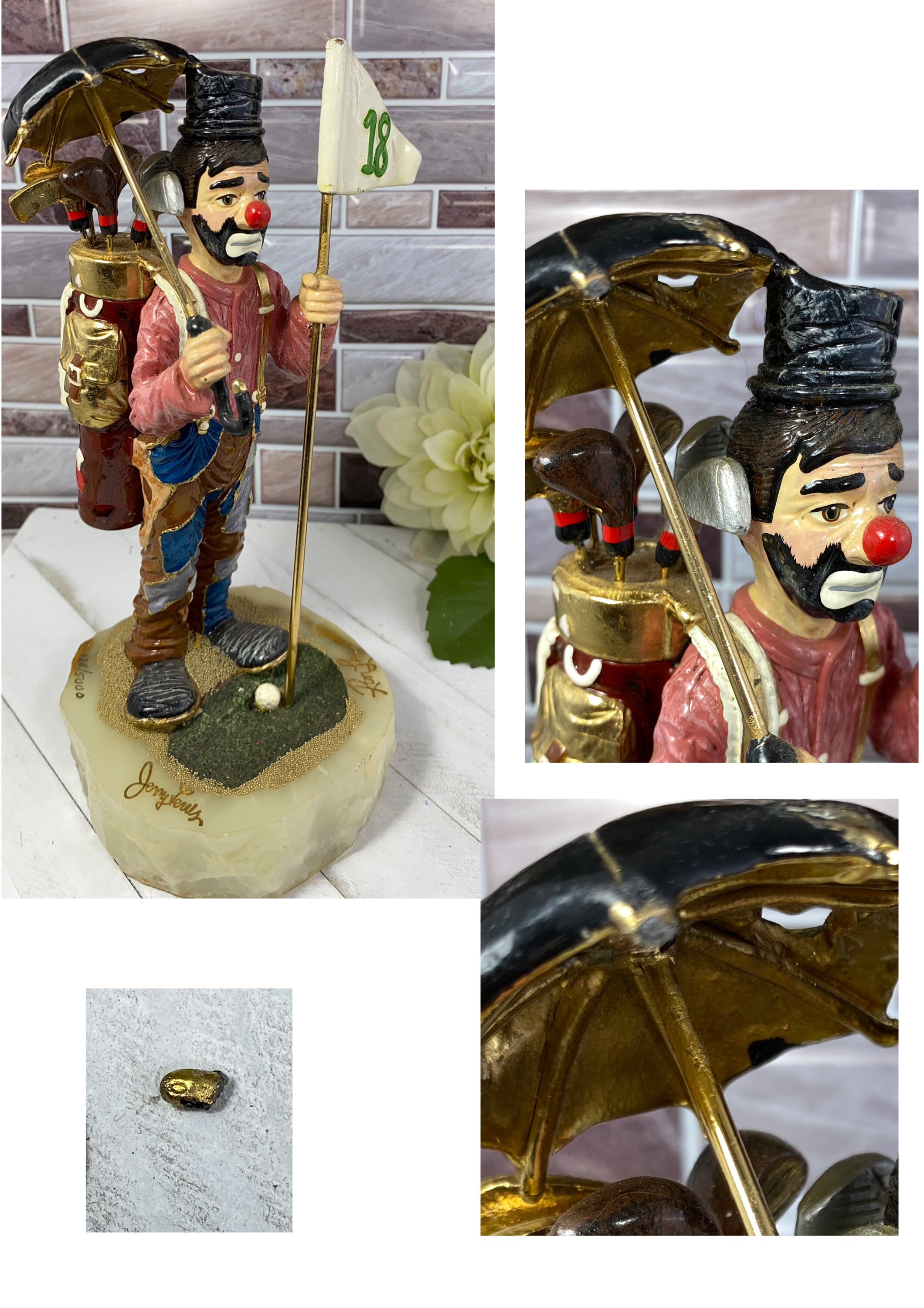 Jerry Kerns & Ron Lee 動物の置物 RON LEE CLOWN Jerry Lewis Figurine 'the Caddy', Pewter Clown