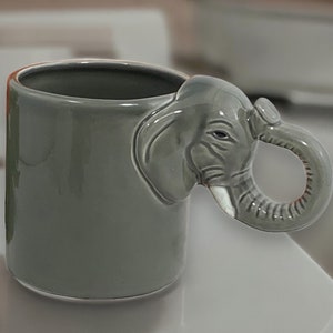 Elephant Mug with Trunk Handle, Elephant Coffee Cup Mug Ceramic by Bergschrund Seattle, Vintage