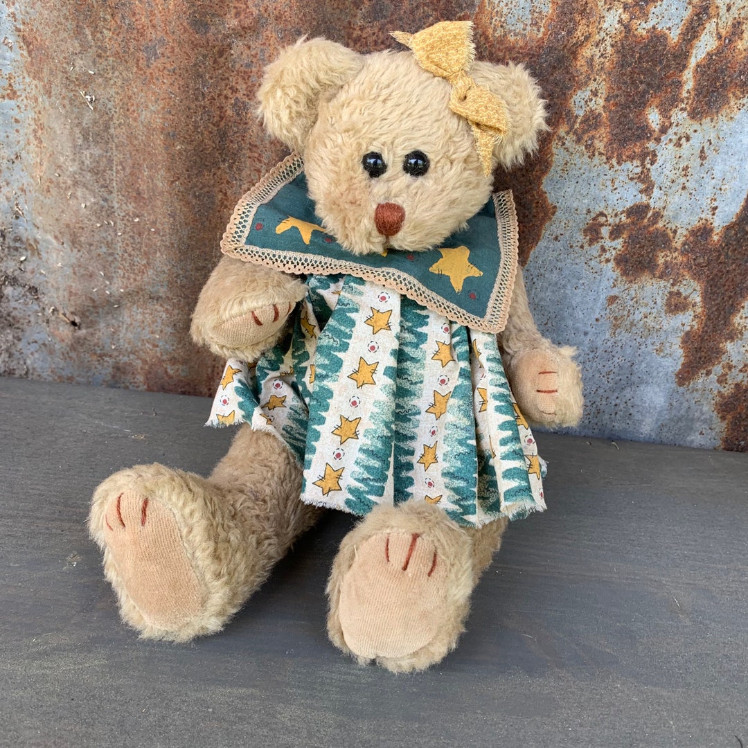 Vintage Brown Teddy Bear With Jointed Limbs and Plush Stuffed Body - Etsy