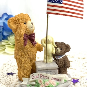 Patriotic Bear, BAINBRIDGE BEARS God Bless America Figurine by American Greetings, Benjamin & Chester Bear