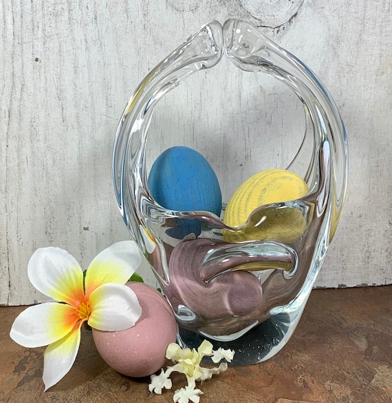 吹きガラス・花かご型花瓶&ペーパーウエイト